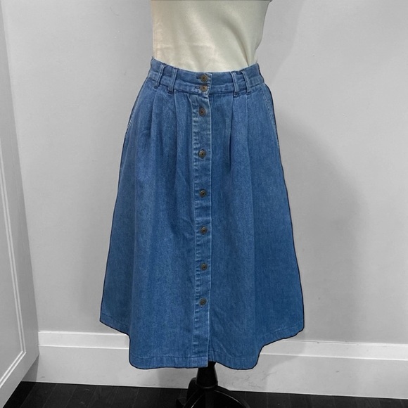 Classic Blue A-Line Denim Skirt - Picture 3 of 16